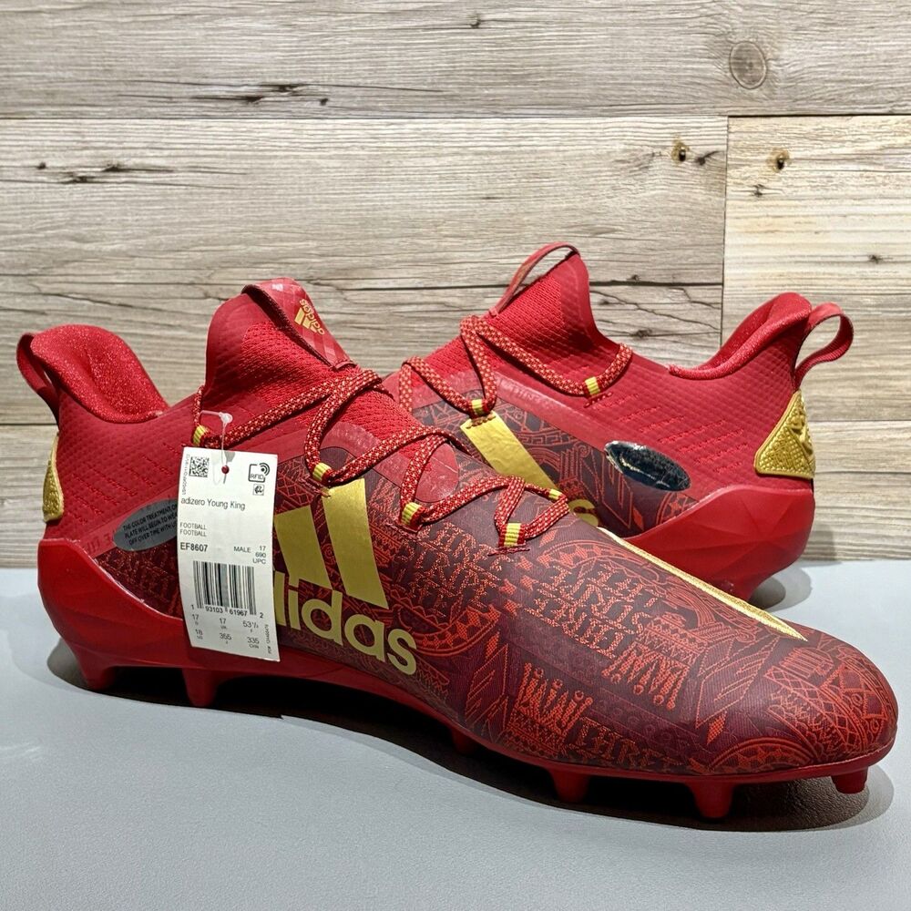 Adidas Adizero Young King New Reign Power Red Gold Football Cleats Men’s US 18